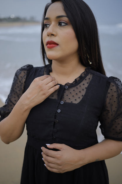 Lady in black Maternity Feeding Dress