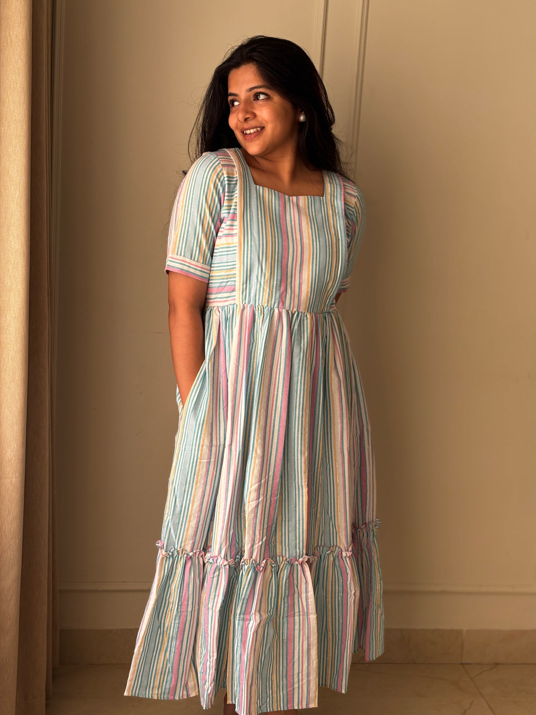 Blue Sprinkles Maternity Feeding Dress
