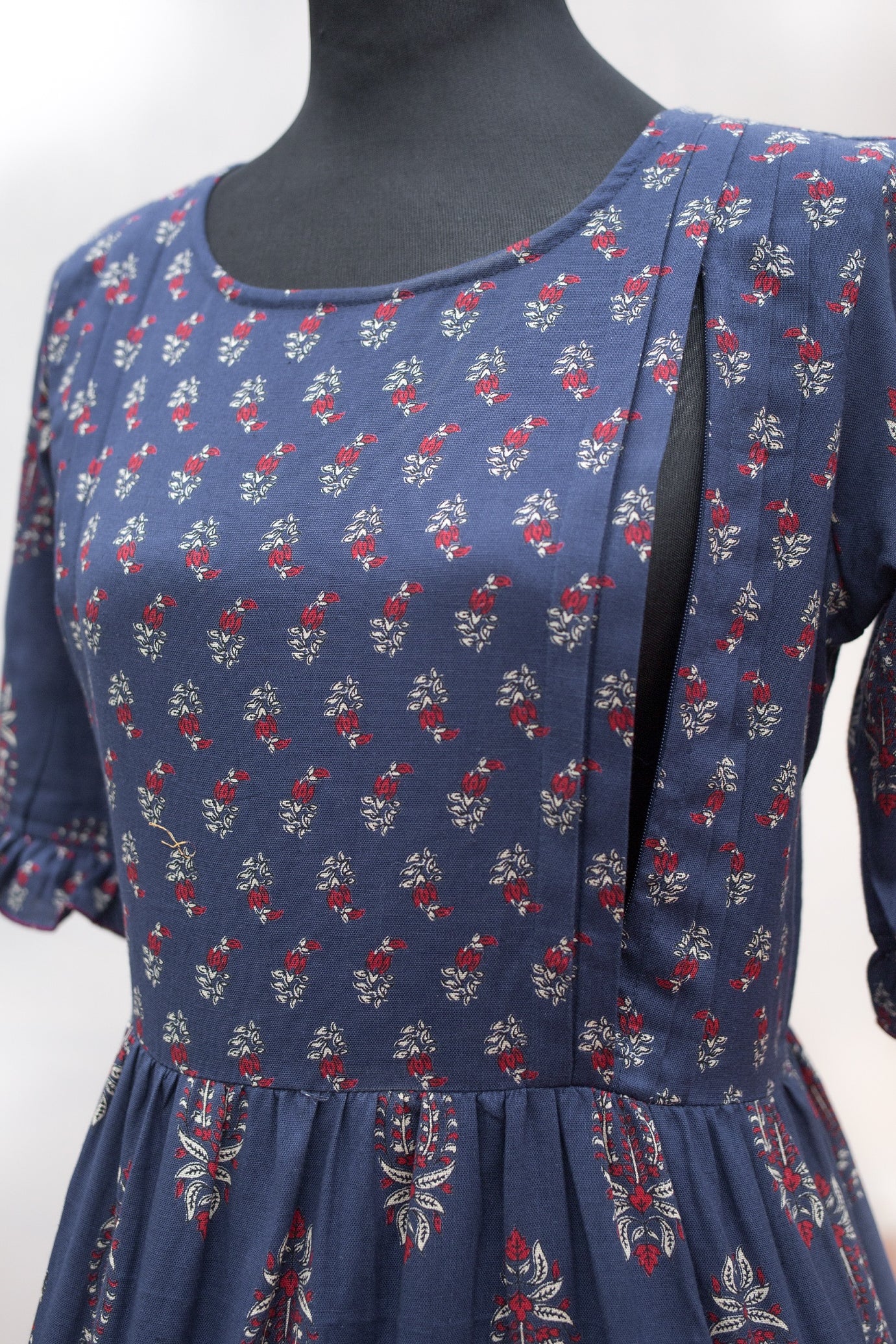 Navy Love Maternity Feeding Dress