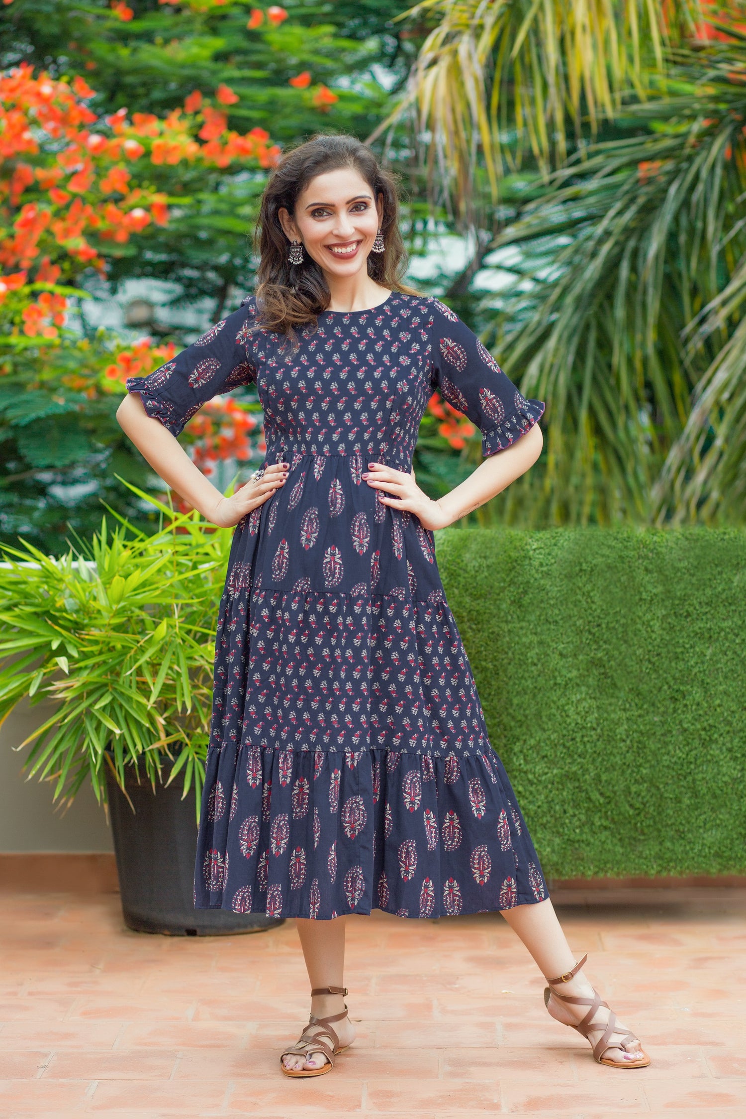 Navy Love Maternity Feeding Dress