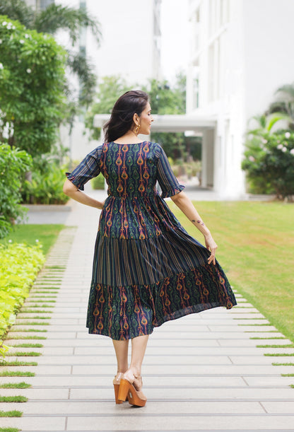 Peacock Flair Maternity Feeding Frock