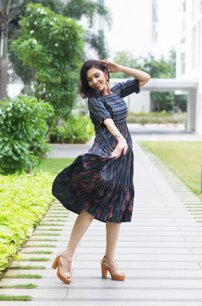 Peacock Flair Maternity Feeding Frock