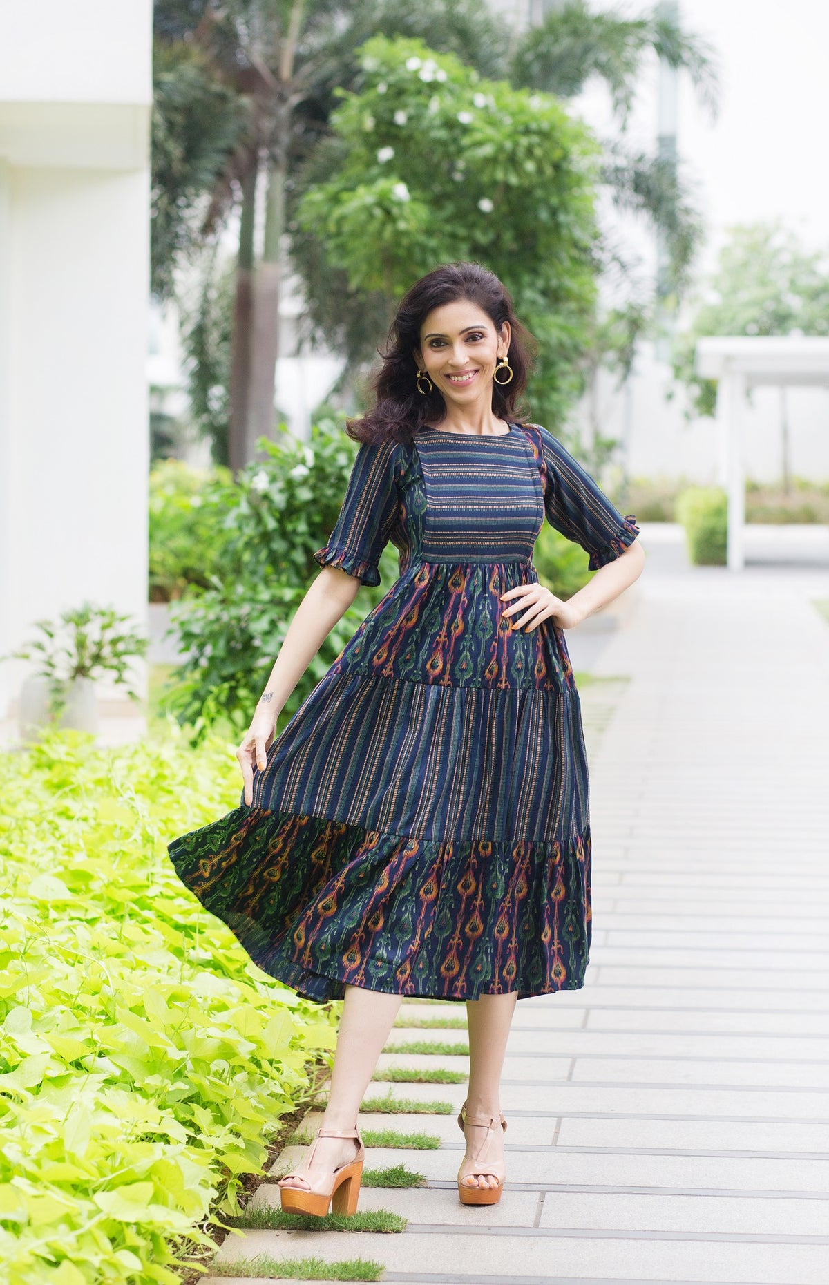Peacock Flair Maternity Feeding Frock