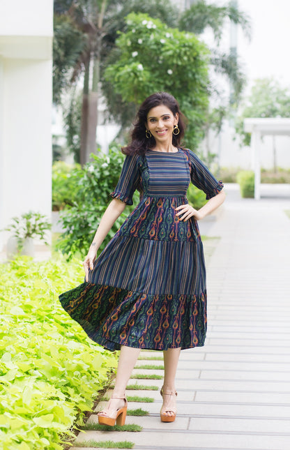 Peacock Flair Maternity Feeding Frock