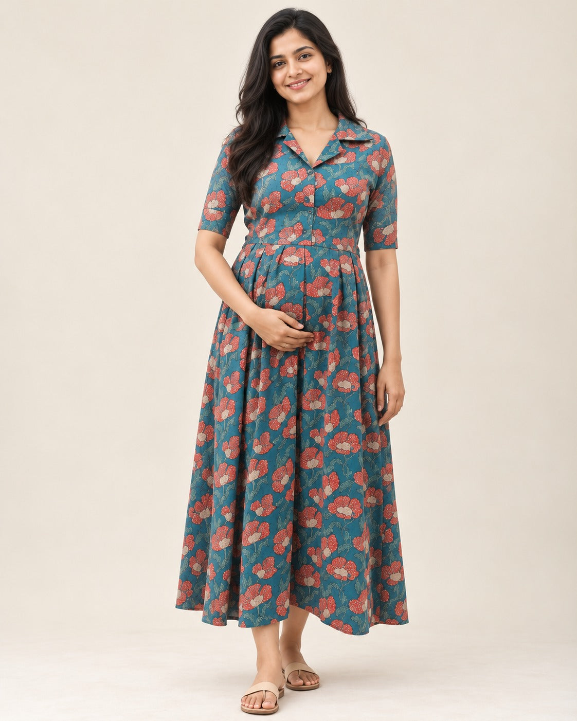 Blooming green Maternity Feeding Frock