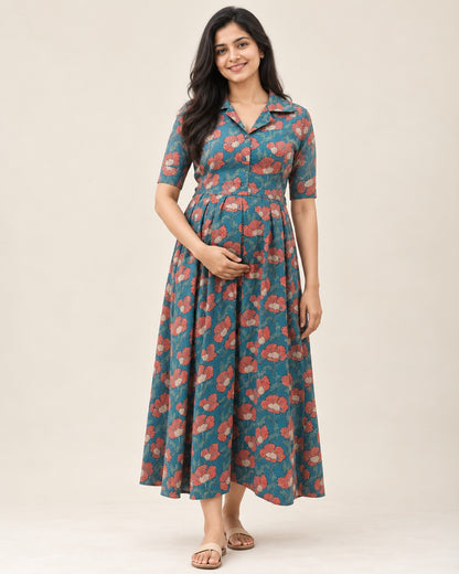 Blooming green Maternity Feeding Frock