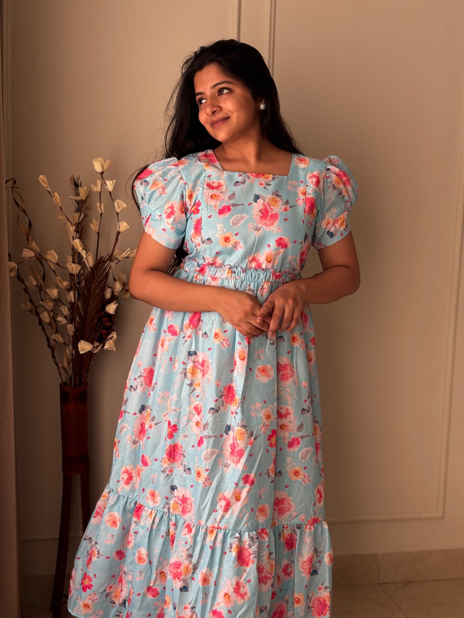Dreamy Floral Maternity Feeding Dress