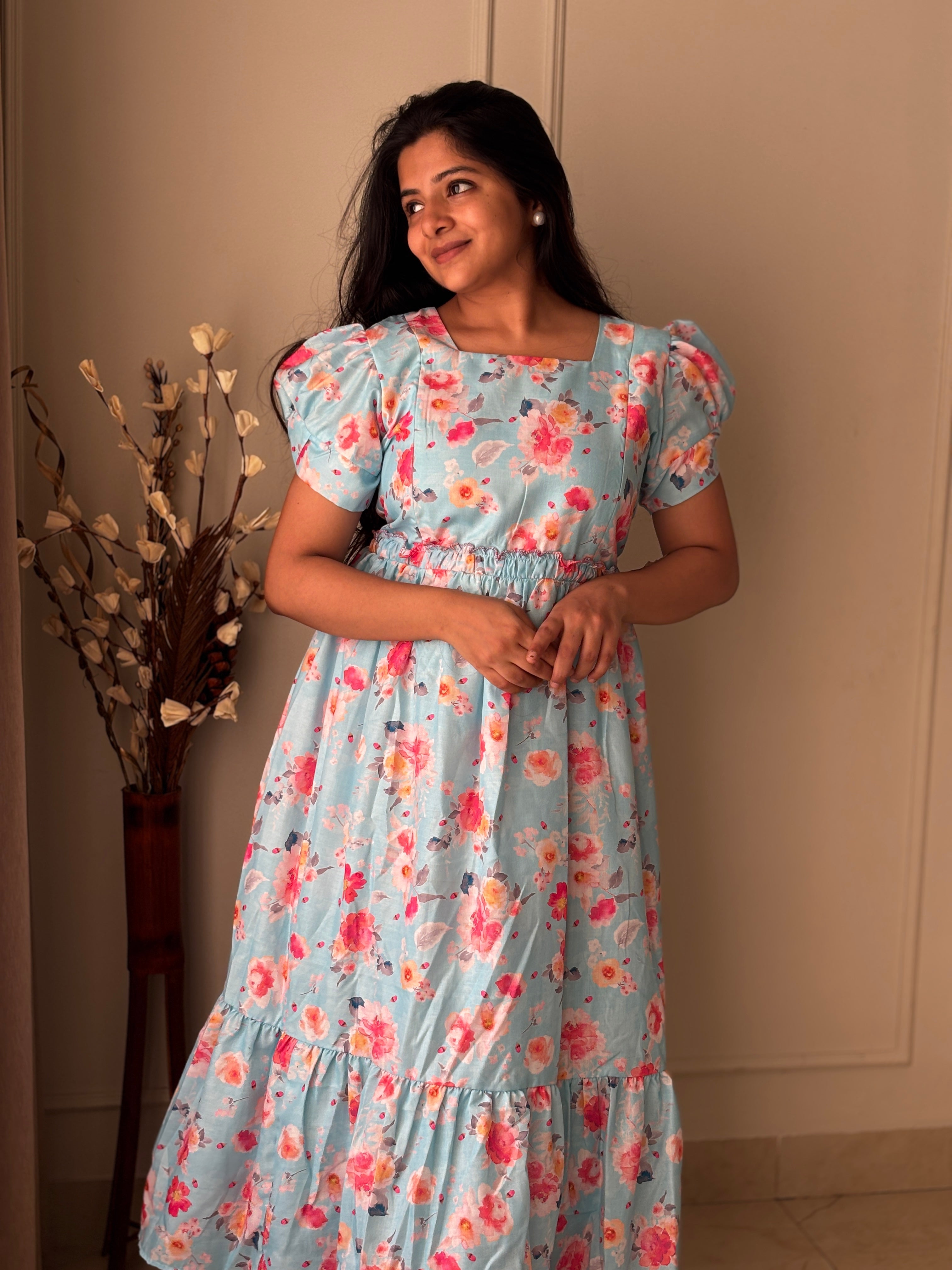 Dreamy Floral Maternity Feeding Dress