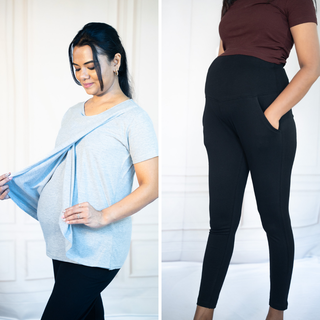 Zipless Feeding T-Shirt &amp; Alinged Me Yoga Pant Legging
