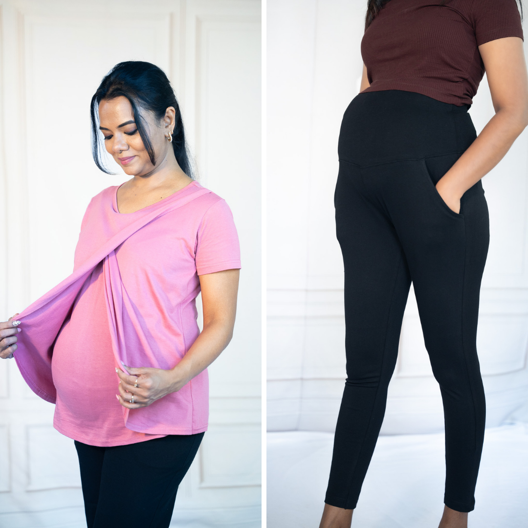 Zipless Feeding T-Shirt &amp; Alinged Me Yoga Pant Legging