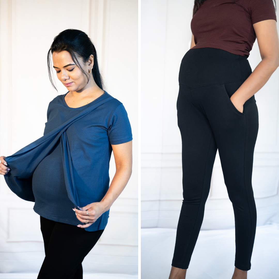 Zipless Feeding T-Shirt &amp; Alinged Me Yoga Pant Legging