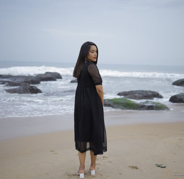 Lady in black Maternity Feeding Dress