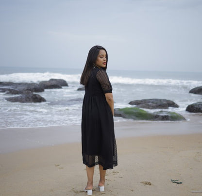 Lady in black Maternity Feeding Dress