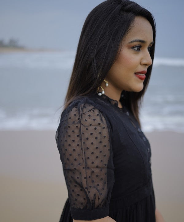 Lady in black Maternity Feeding Dress