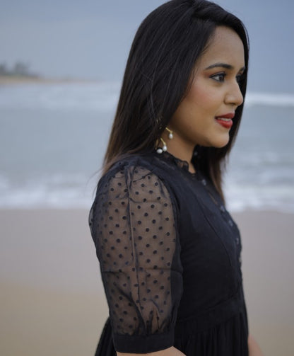 Lady in black Maternity Feeding Dress