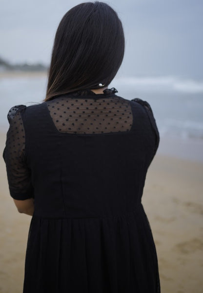 Lady in black Maternity Feeding Dress