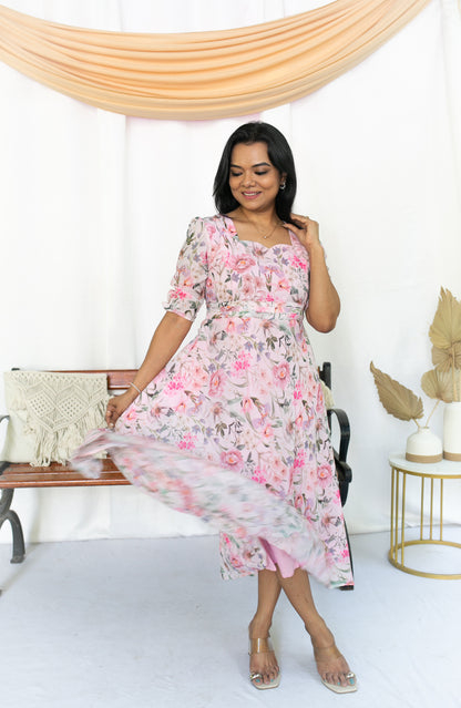 Flying kiss maternity feeding dress