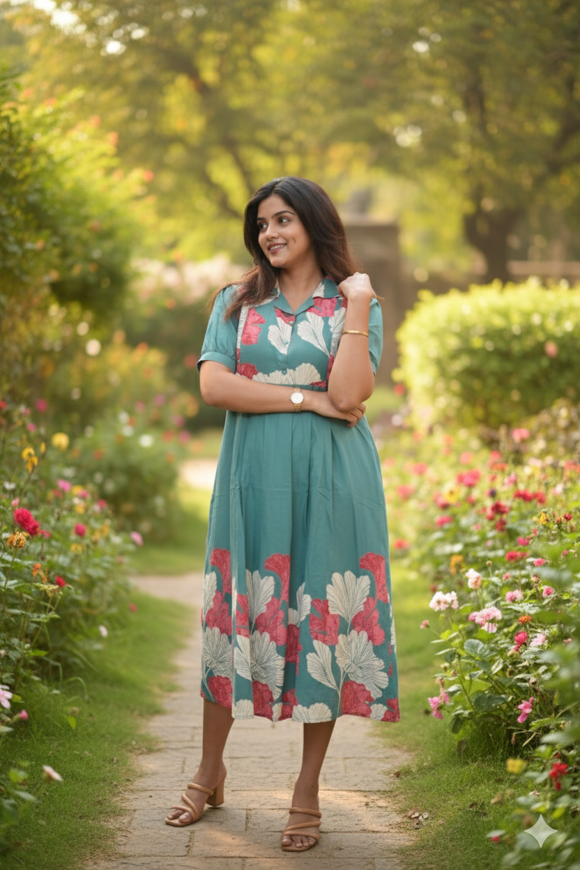 Aquamarine Maternity Feeding Dress