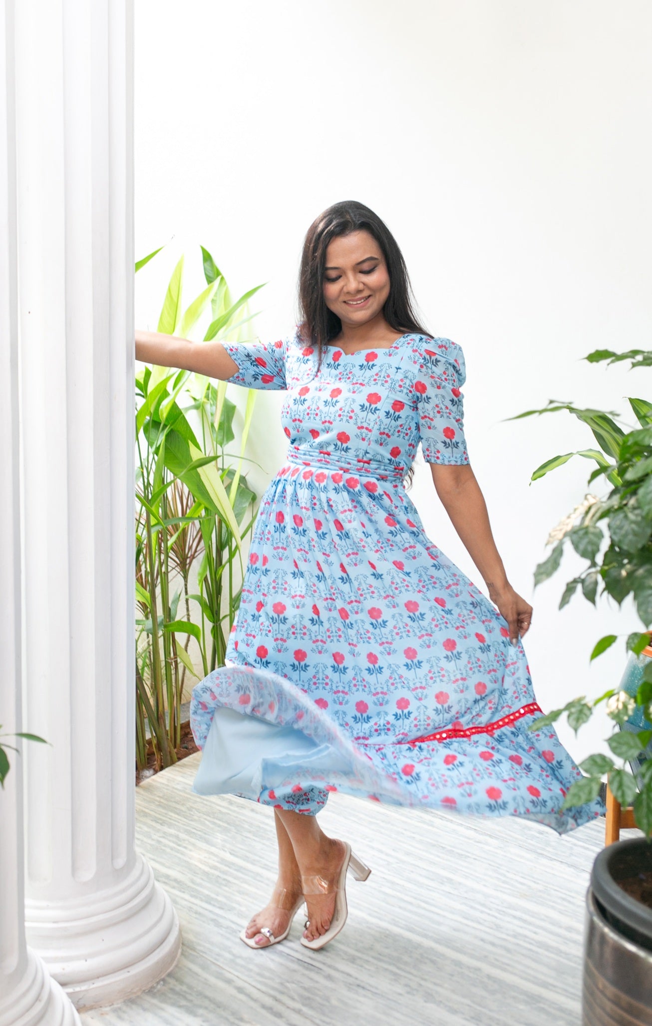 Roses on my Blue Sky Maternity Feeding Dress