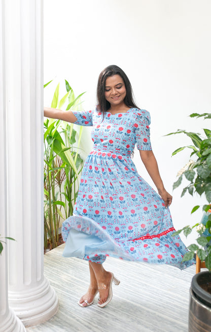 Roses on my Blue Sky Maternity Feeding Dress