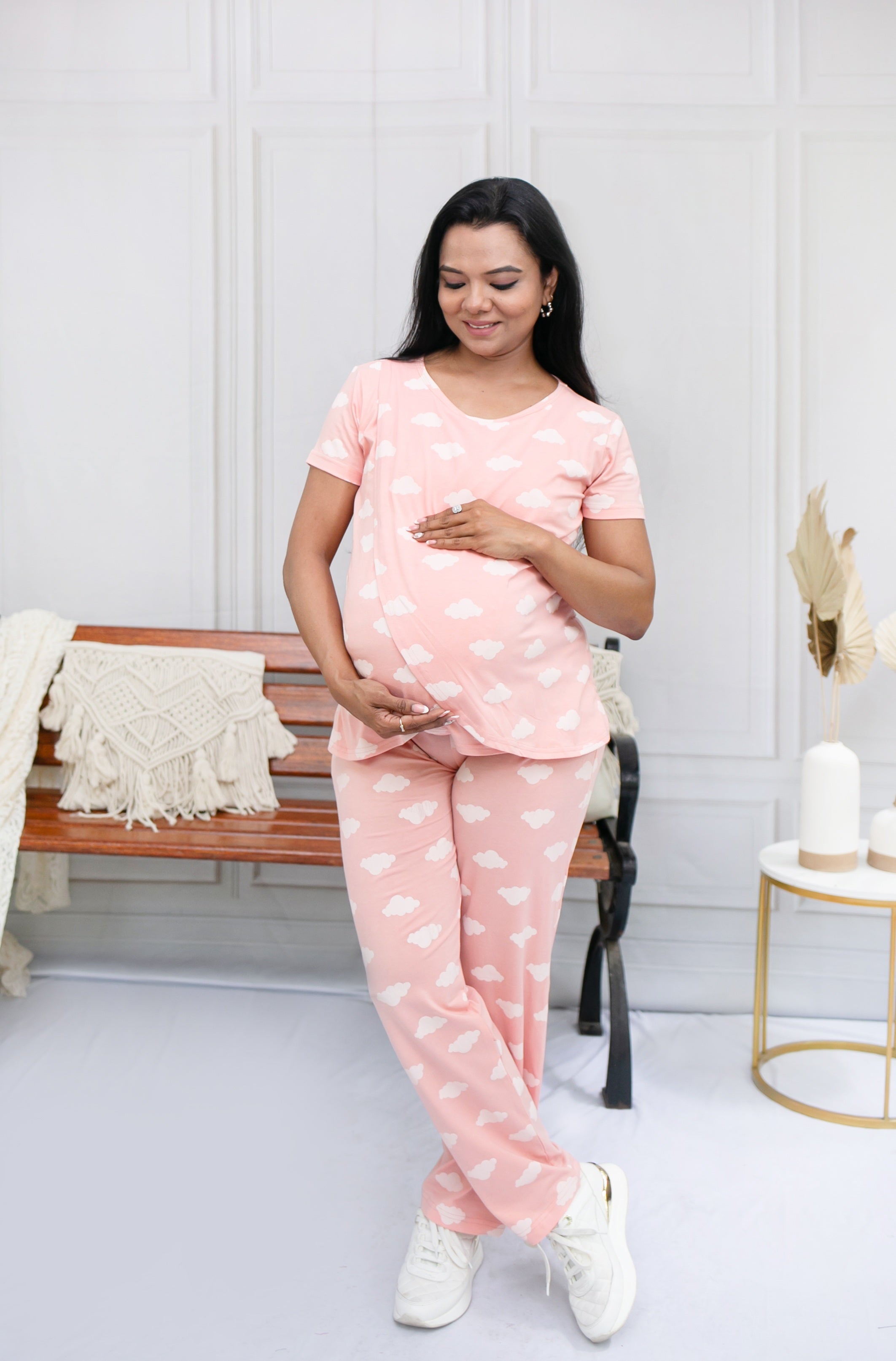 Pink clouds zipless feeding co-ord