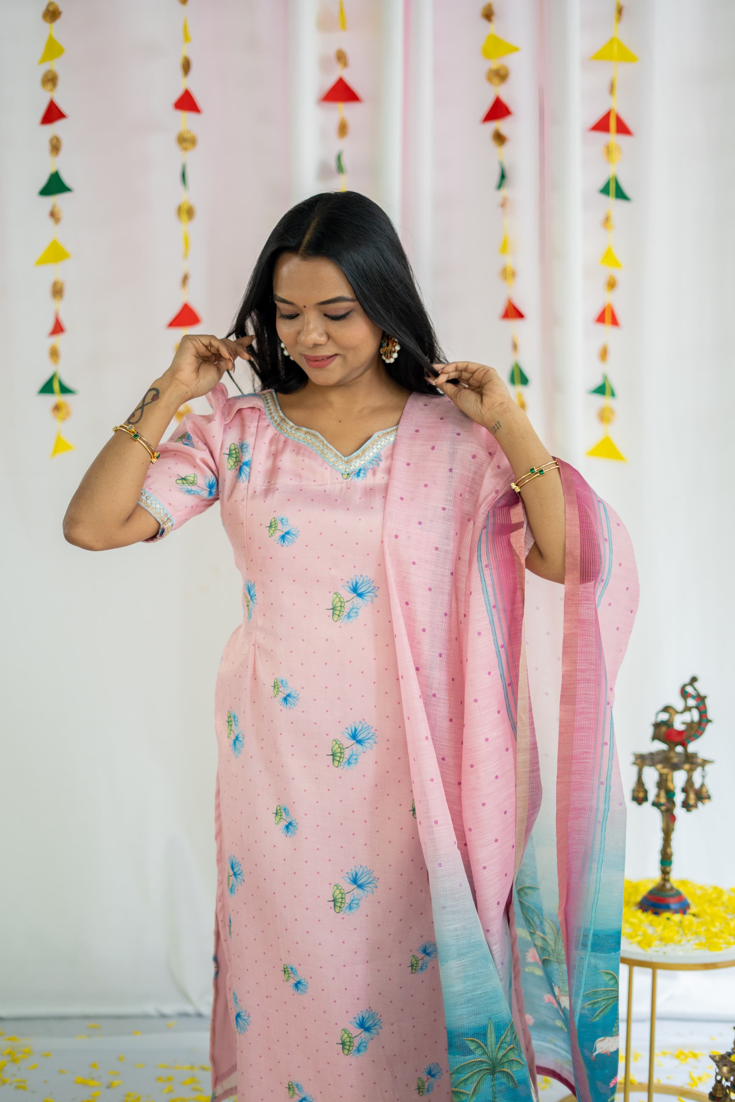 Pichwai Salwar Set ( Top and Dupatta)