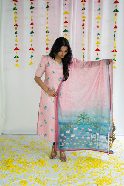 Pichwai Salwar Set ( Top and Dupatta)