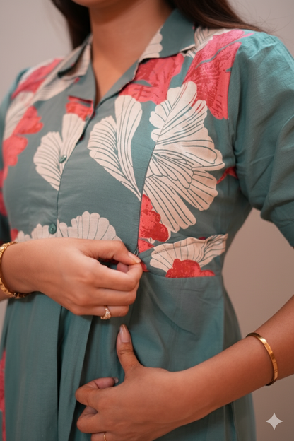 Aquamarine Maternity Feeding Dress