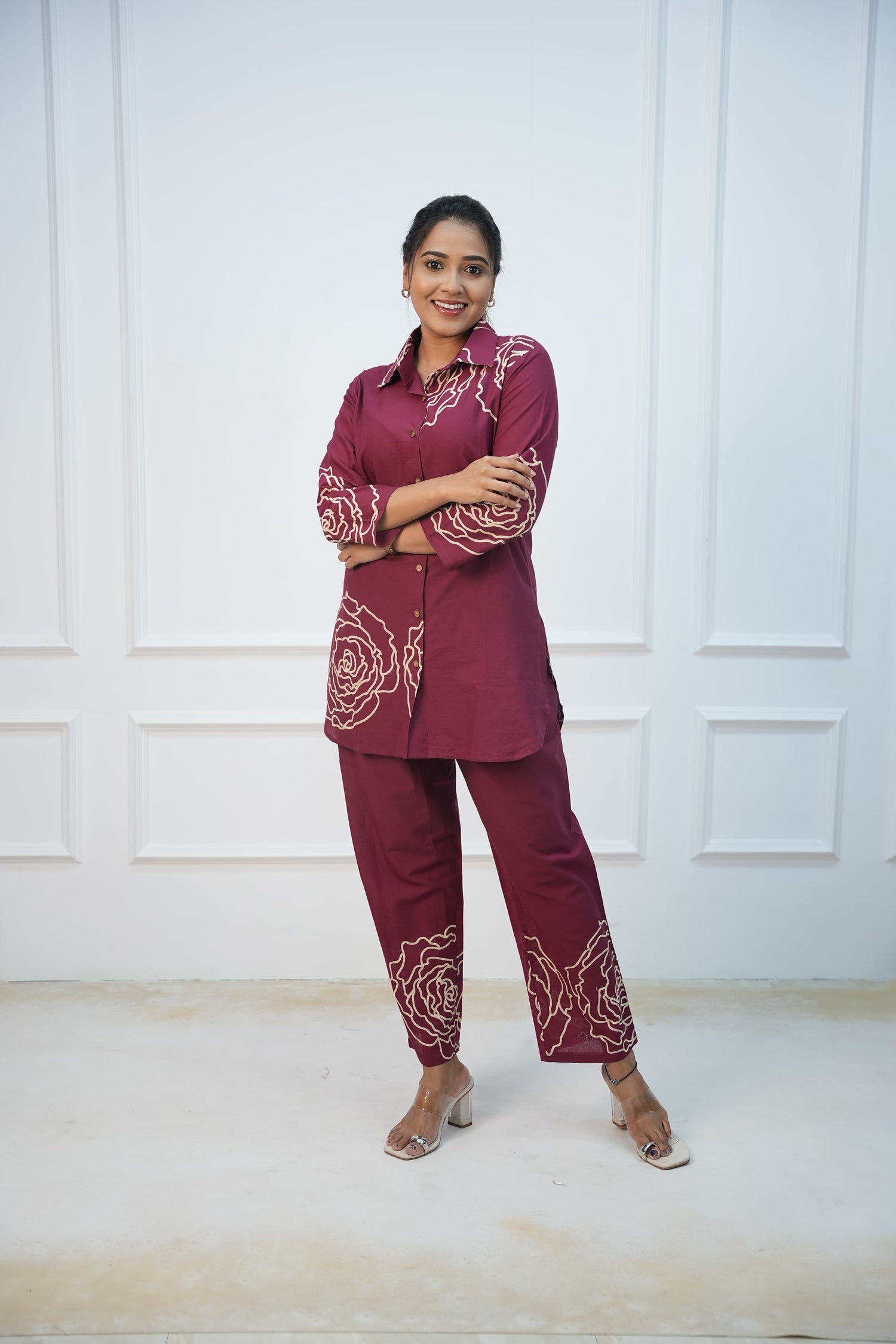 Maroon Rosette Feeding Co-ord