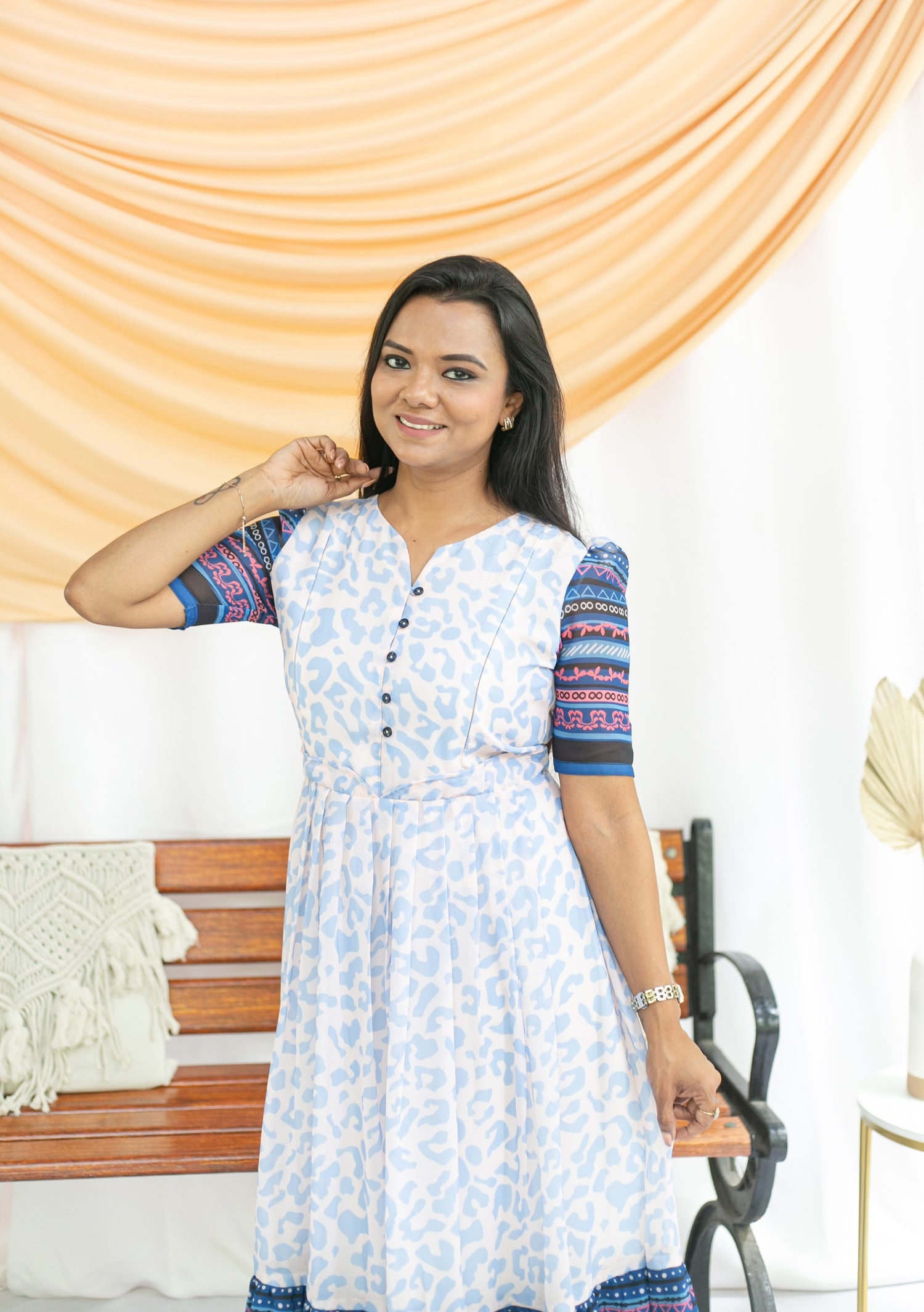 Blue-ti-ful Maternity Feeding Dress