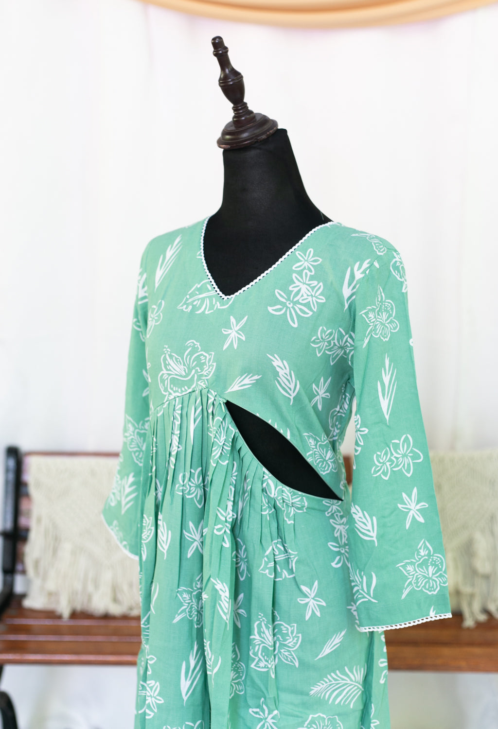 Greenish Maternity feeding Dress