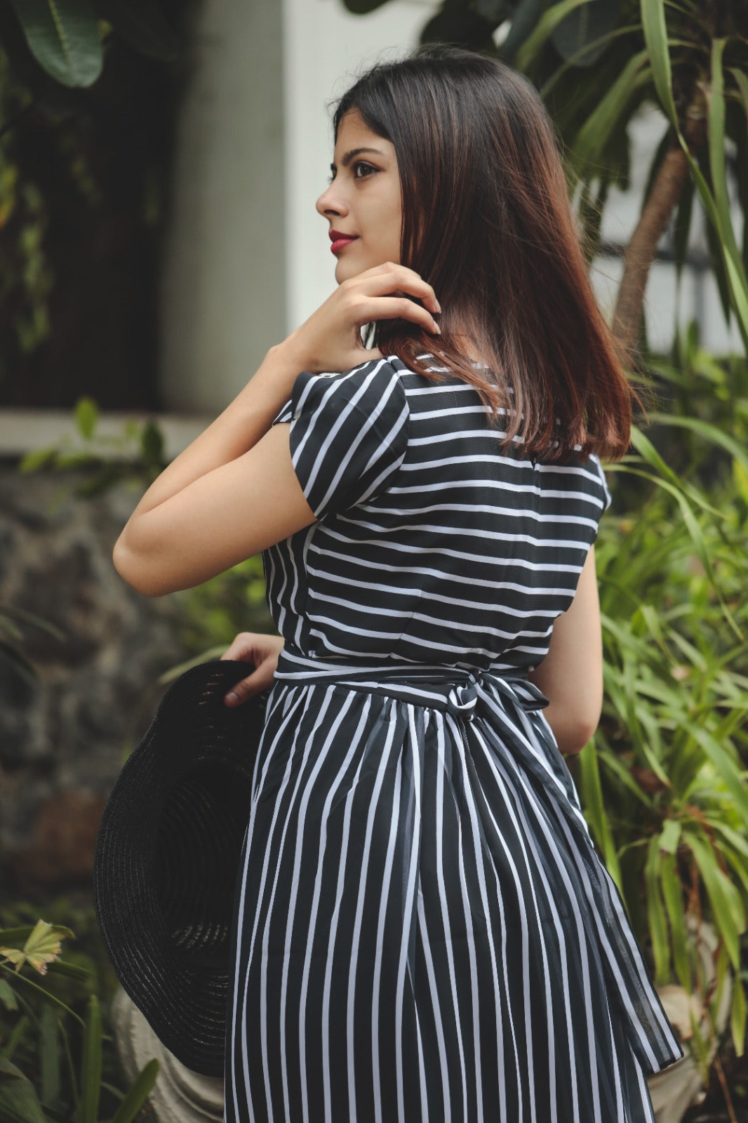 Monochrome Maternity Feeding Dress