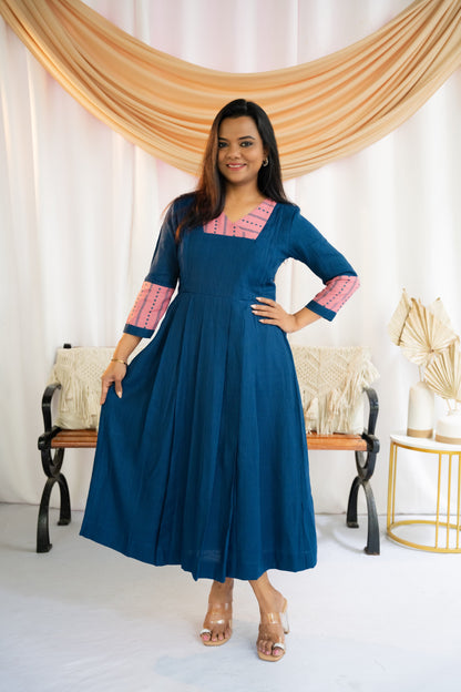 Navy Blush Maternity Feeding Dress