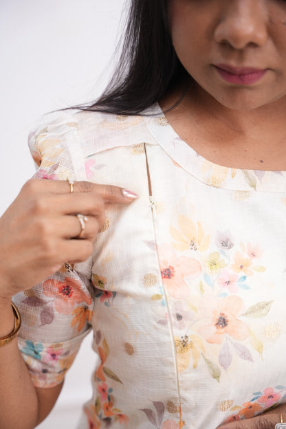 Peach Poem Maternity Feeding Top and Dupatta