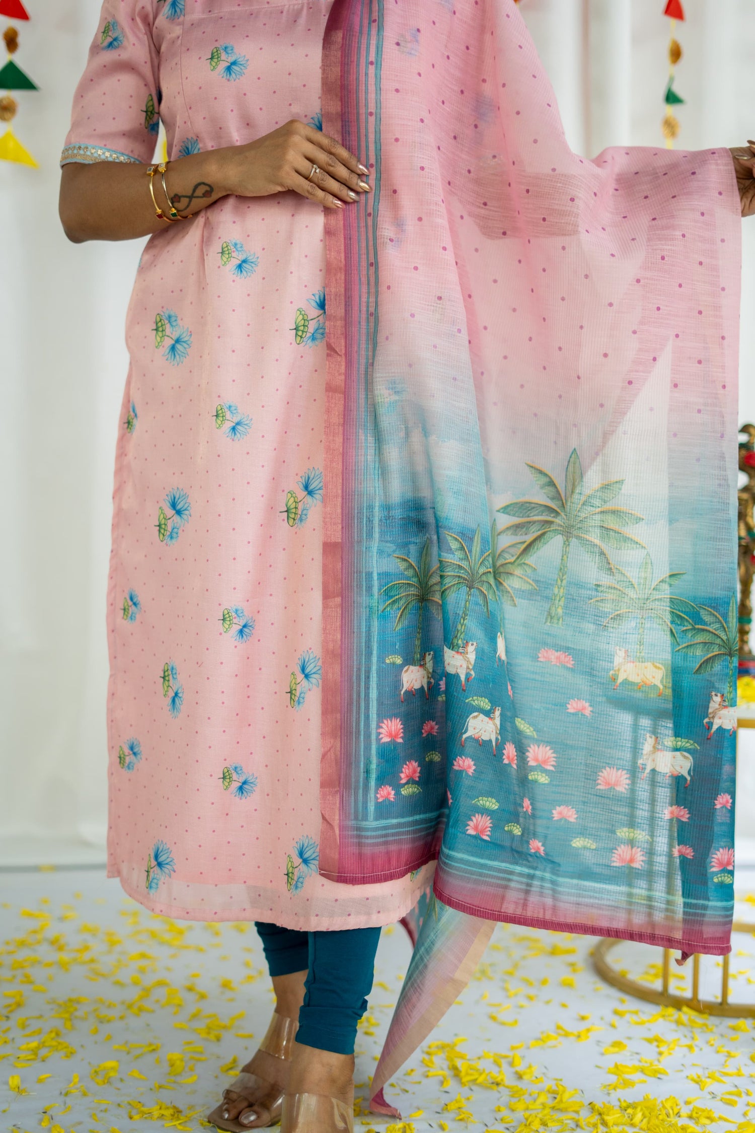 Pichwai Salwar Set ( Top and Dupatta)