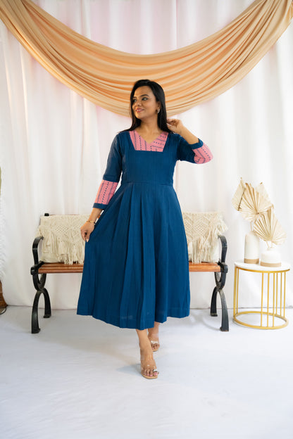 Navy Blush Maternity Feeding Dress