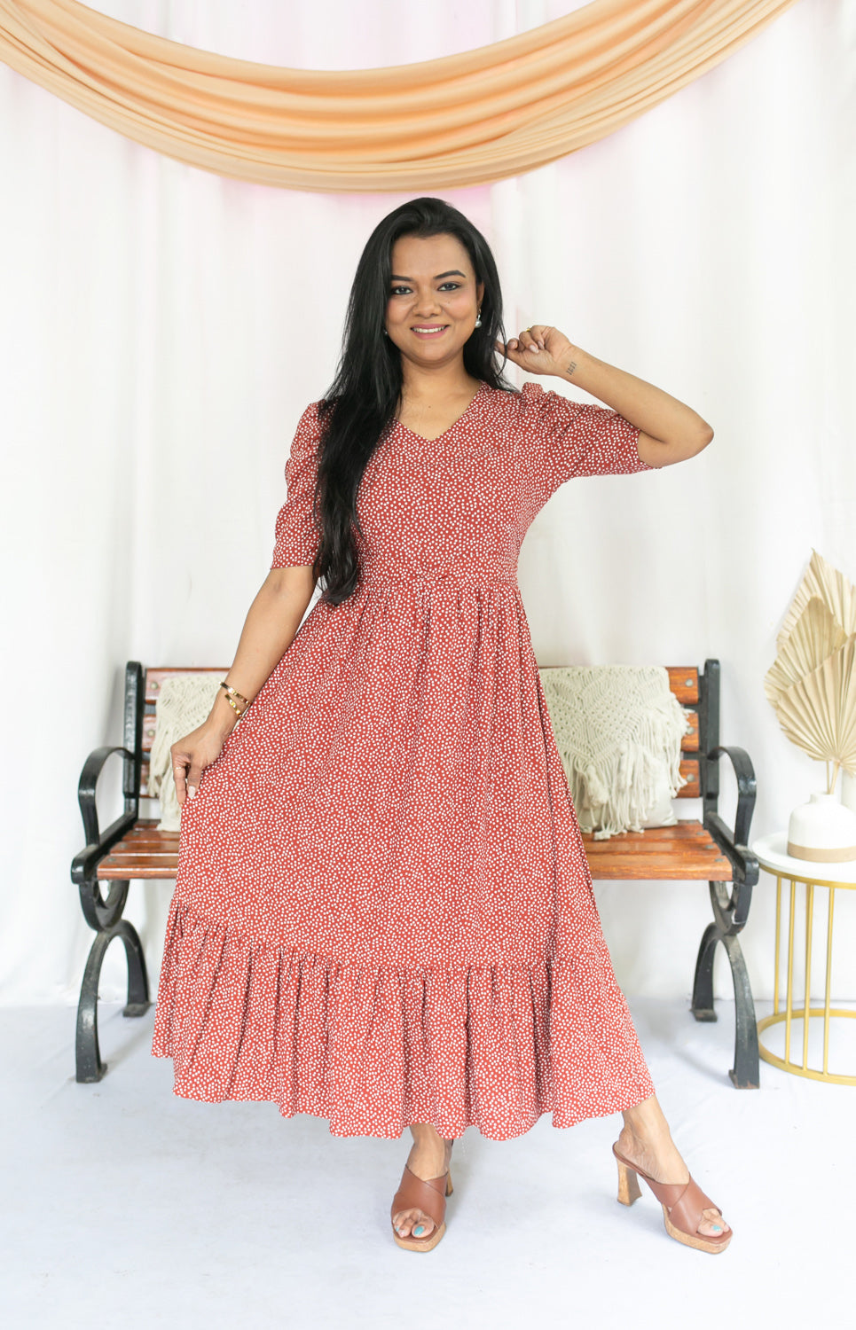 Rust Orange Maternity Feeding Frock