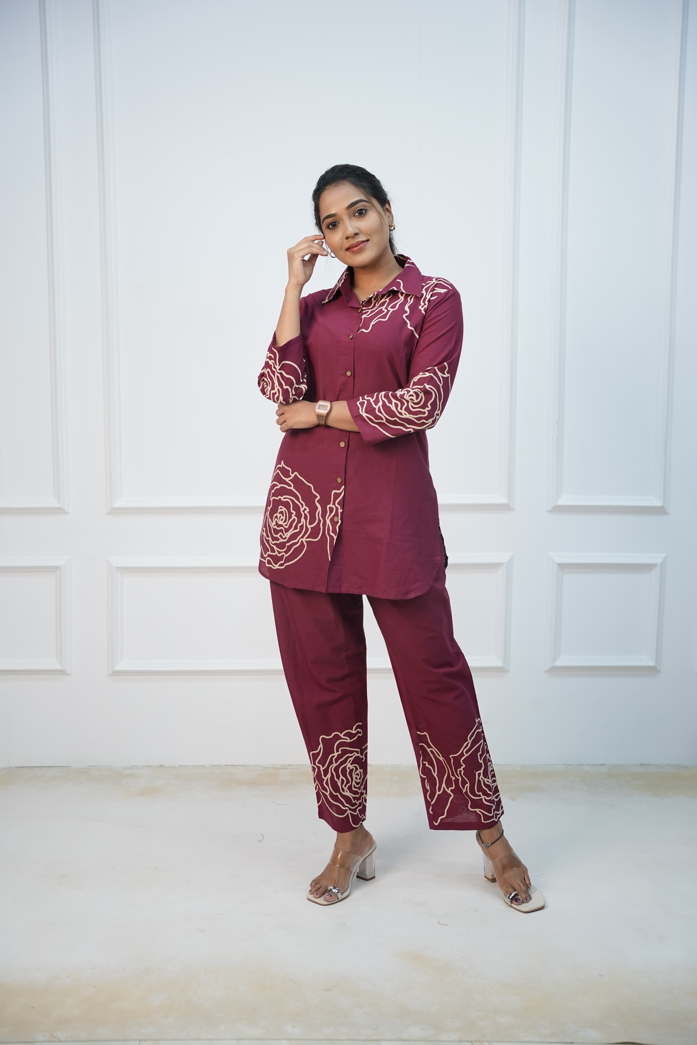 Maroon Rosette Feeding Co-ord