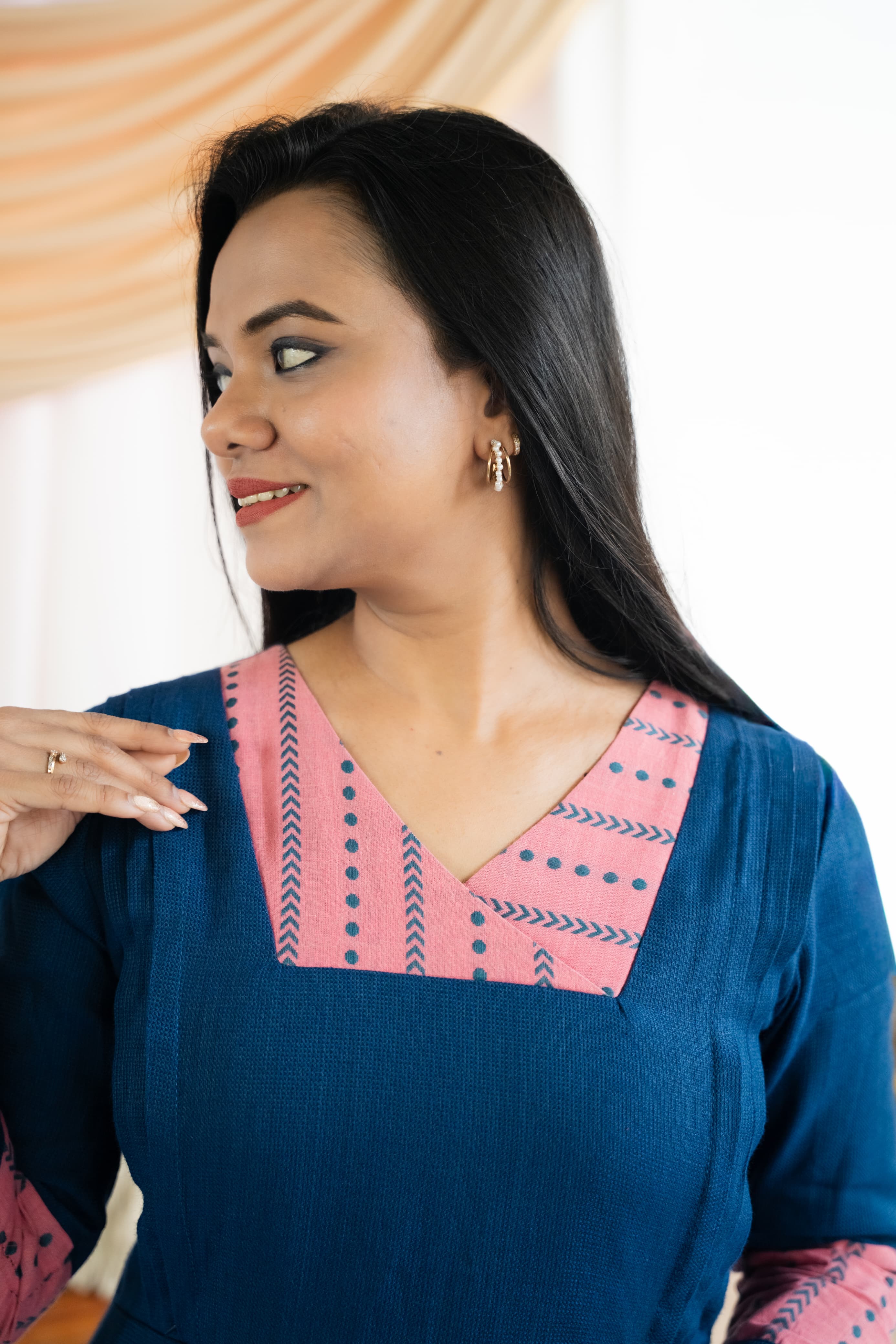 Navy Blush Maternity Feeding Dress