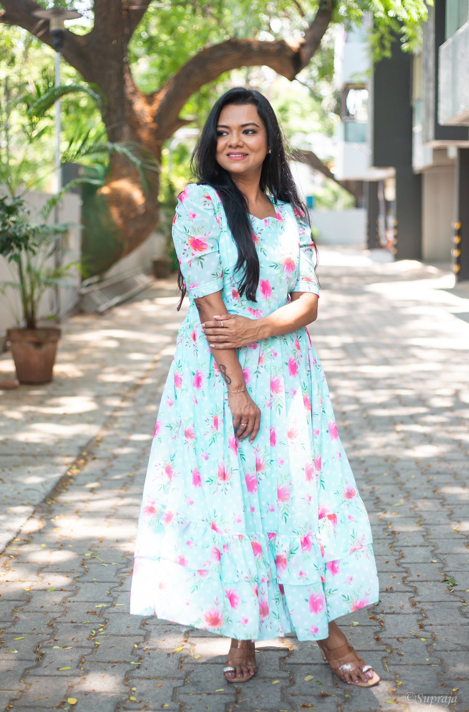 Minty Polka Maternity Feeding Dress