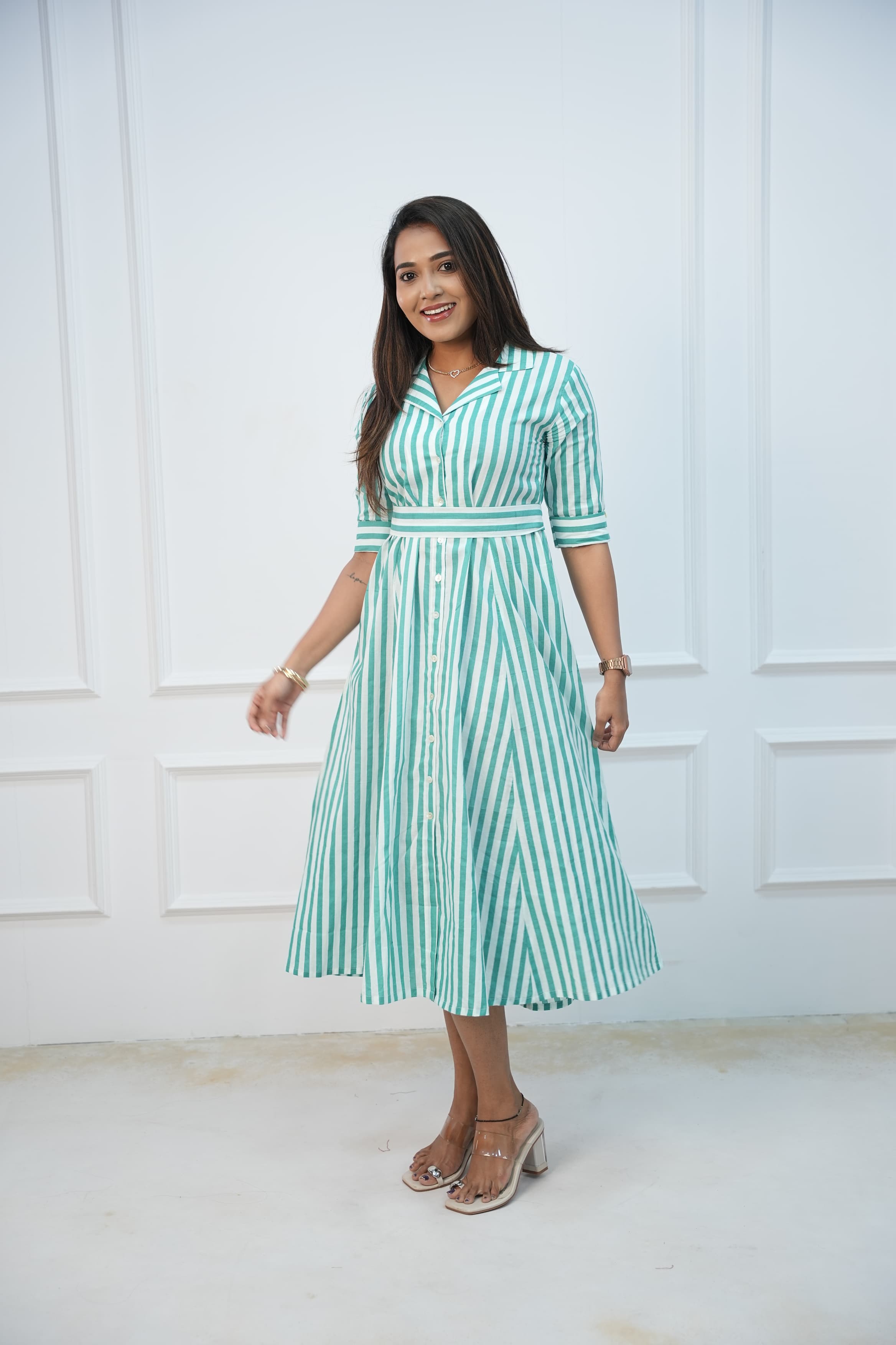 Green Wave Maternity Feeding Frock