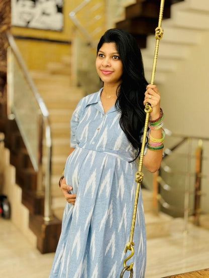 Blue Swirl Maternity Feeding Dress