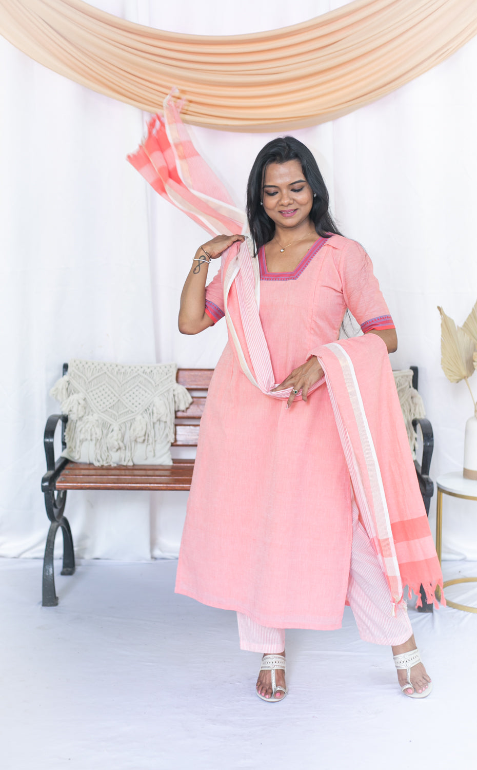 Peach Ice Maternity Feeding Salwar