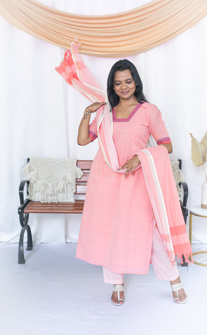Peach Ice Maternity Feeding Salwar