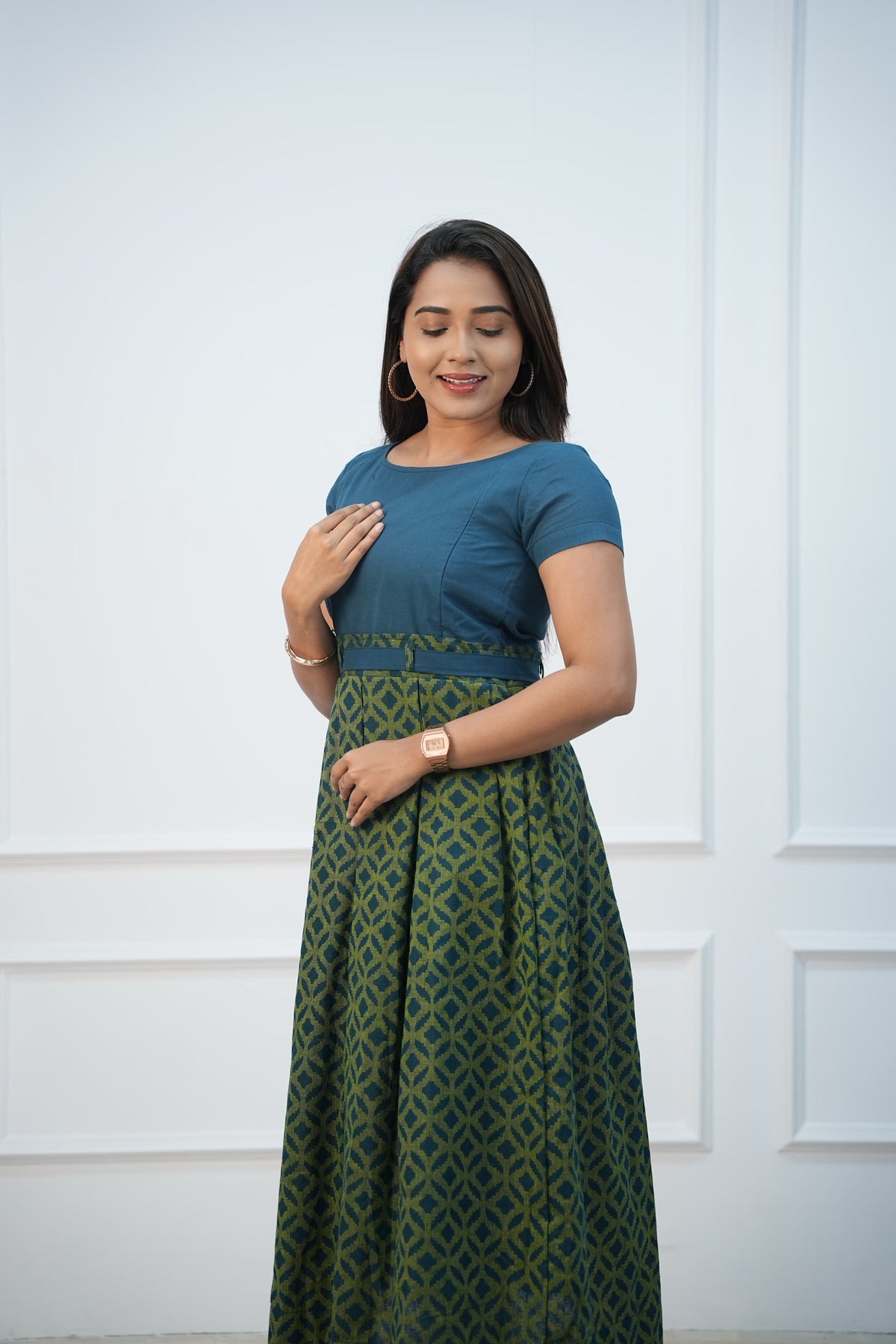 Green Vibe Maternity Feeding Dress