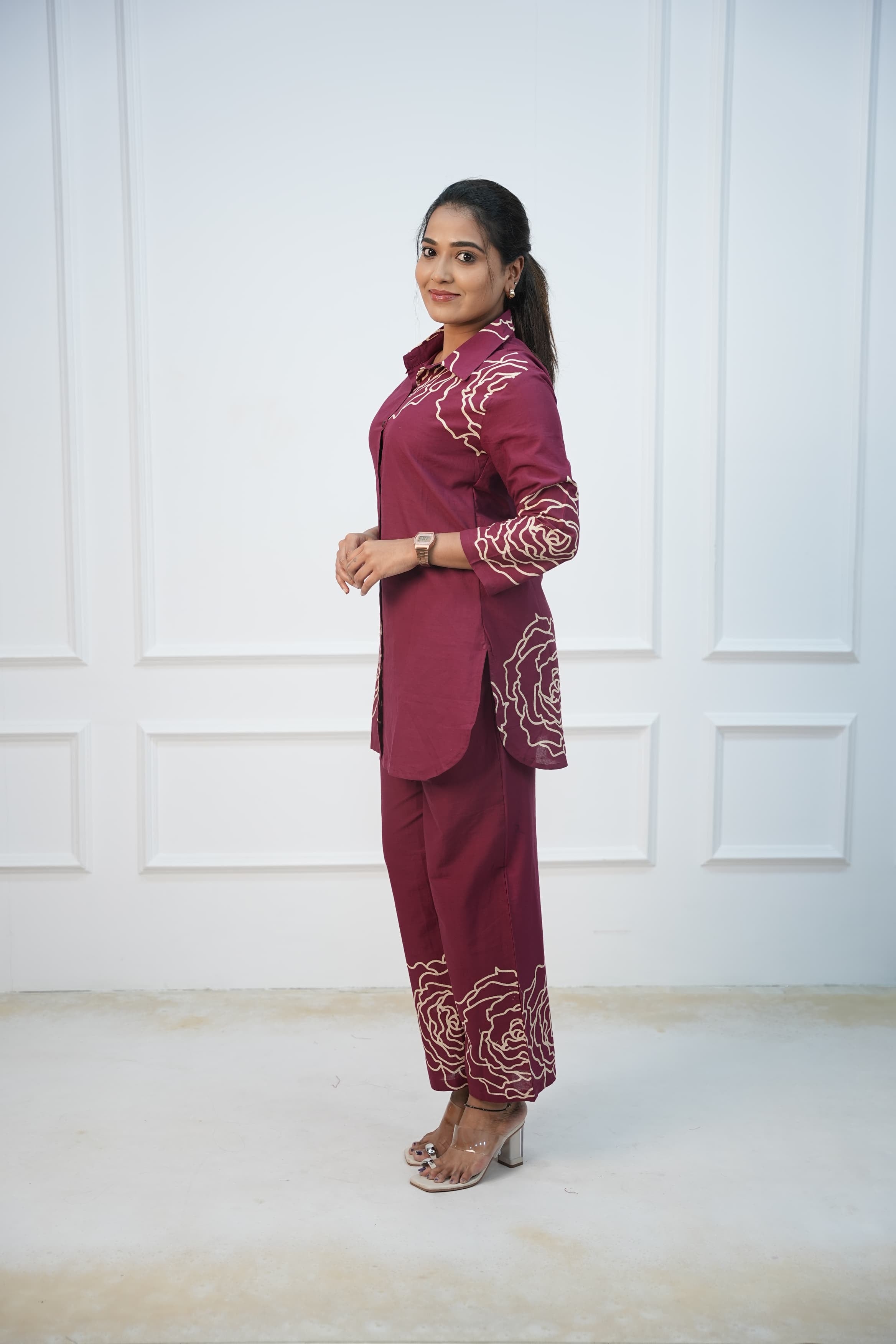 Maroon Rosette Feeding Co-ord