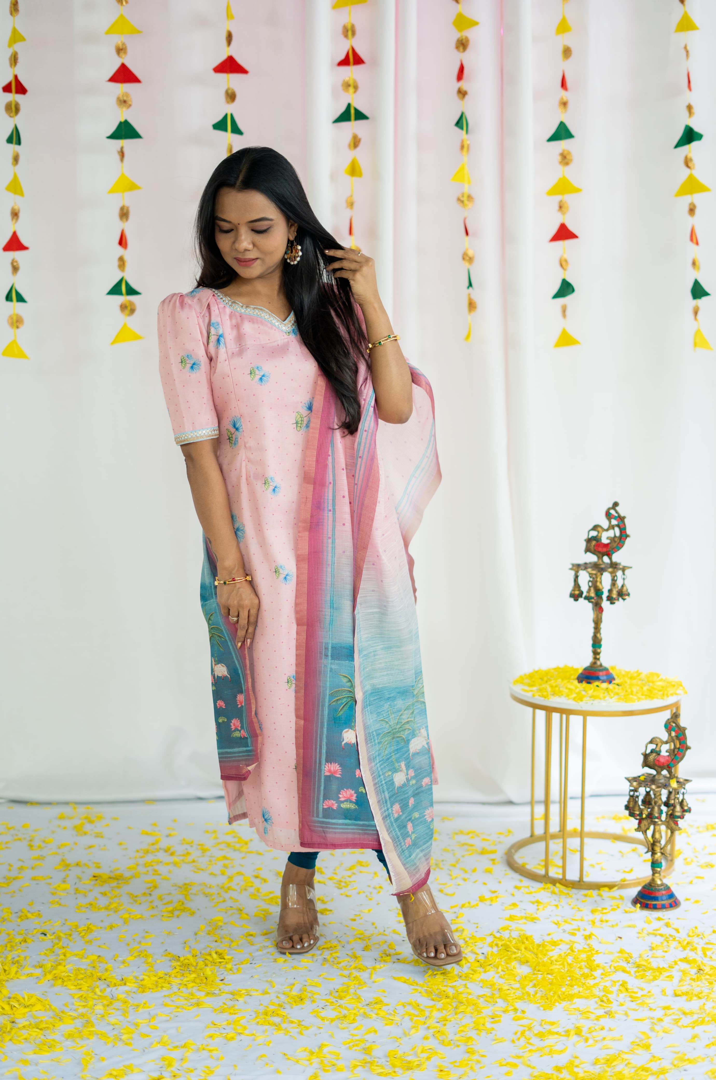 Pichwai Salwar Set ( Top and Dupatta)
