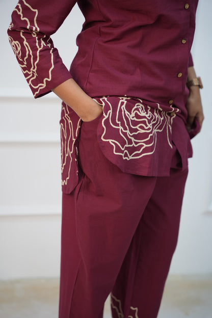 Maroon Rosette Feeding Co-ord