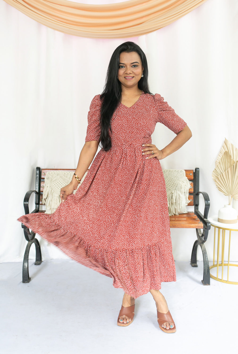 Rust Orange Maternity Feeding Frock
