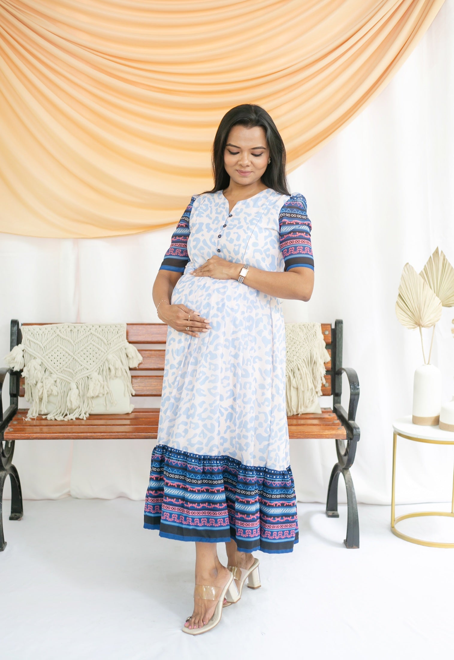Blue-ti-ful Maternity Feeding Dress